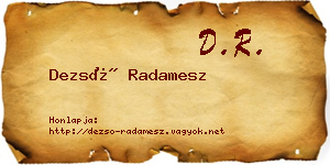 Dezső Radamesz névjegykártya